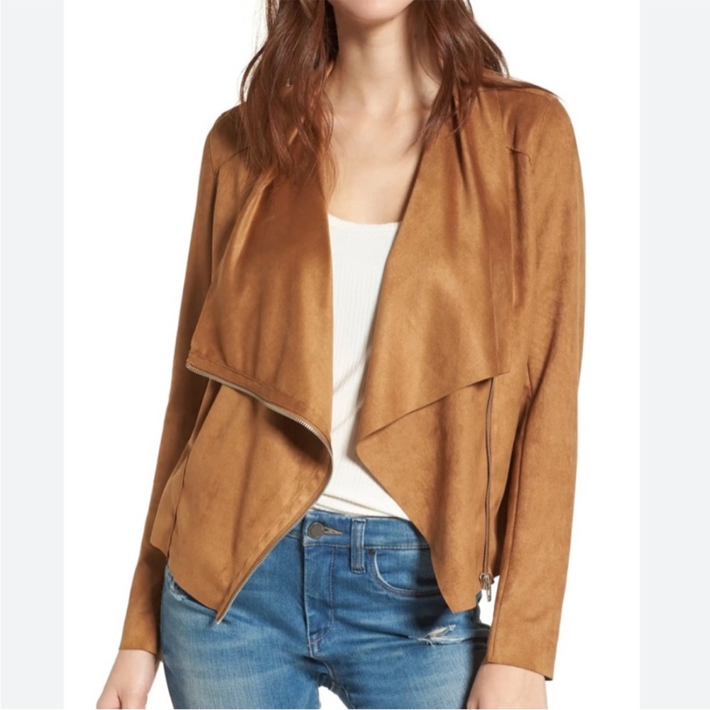 BLANK NYC Faux Suede Drape Front Jacket - XS